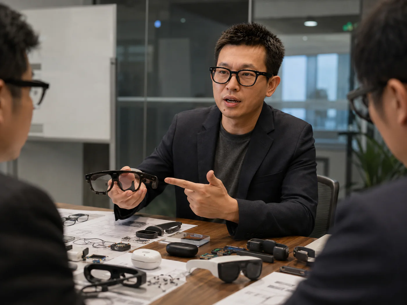 Peter Lin discussing a technical issue during a working session